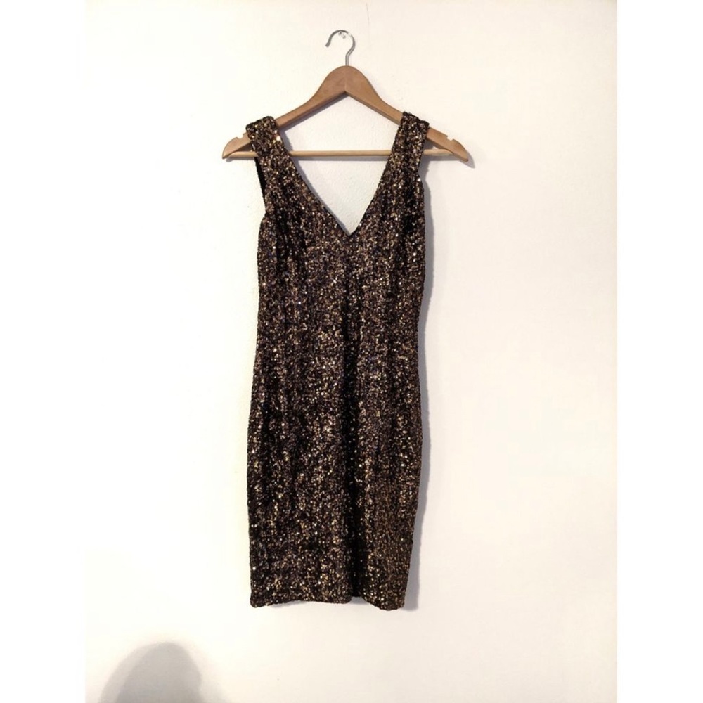 Dress the Population Brown Sequin Dress Size M